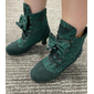Botines victorianos burdeos con cordones para mujer, diseño de encaje floral y tacón medio: estilo retro elegante para ocasiones formales e informales