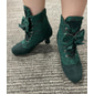 Botines victorianos burdeos con cordones para mujer, diseño de encaje floral y tacón medio: estilo retro elegante para ocasiones formales e informales