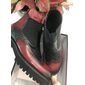 Men's Premium Cowhide Chelsea Boots – Red and Black Leather Brogue Detail with Textured Pattern, Rugged Sole, Stylish Casual & Formal Footwear