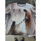 T-shirt chrétien Bible foi pour hommes T-shirt à manches courtes impression 3D col rond style rétro vintage décontracté style de rue sports extérieur vacances beige printemps et été