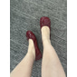 ballettklær i rødt lakken for kvinner - klassiske slip-on sko med rund tå med sløyfedetalj for fritids- og kontorklær