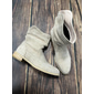 botas femininas de camurça bege de cano curto – botinhas estilo western de salto baixo casuais e confortáveis