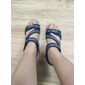 Women's Blue Sport Sandals with Adjustable Straps and Geometric Pattern – Comfortable Outdoor Walking Shoes for Hiking, Travel and Casual Wear