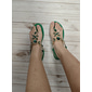 Women's Green Rhinestone Embellished T-Strap Sandals with Elastic Ankle Strap – Elegant Summer Footwear for Beach, Parties, or Casual Wear