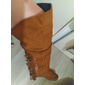 Femmes Bottes Bottes de Cowboy Chaussures en Daim Grande Taille Extérieur Quotidien Couleur Unie Cuissardes Gland Talon Compensé Talon Caché Bout Rond Élégant Bohème ancien Marche Faux daim À lacets