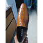 Mocassins à enfiler en cuir d'autruche gaufré pour hommes - chaussures habillées marron de qualité supérieure, légères et confortables pour les affaires ou les tenues décontractées