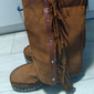Femmes Bottes Bottes de Cowboy Chaussures en Daim Grande Taille Extérieur Quotidien Couleur Unie Cuissardes Gland Talon Compensé Talon Caché Bout Rond Élégant Bohème ancien Marche Faux daim À lacets