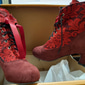 Botines victorianos burdeos con cordones para mujer, diseño de encaje floral y tacón medio: estilo retro elegante para ocasiones formales e informales