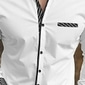 Per uomo Camicia Camicia Estiva Camicia elegante Camicia casual Camicia con colletto alla coreana Camicia con Bottoni Bianco Blu Manica Lunga A righe Collo alla coreana Quotidiano Vacanza Splice