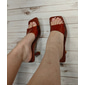 bruna genomskinliga damsandaler med fyrkantig tå med slip-on klack – moderna chica mulor för fester, fritidskläder och sommarutflykter