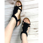 schwarze Keilsandalen für Damen mit Fransenquasten-Detail – bequem und stilvoll für Freizeitausflüge, Strandtage und Sommerferien