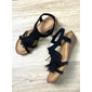 schwarze Keilsandalen für Damen mit Fransenquasten-Detail – bequem und stilvoll für Freizeitausflüge, Strandtage und Sommerferien