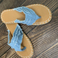 infradito blu con cinturino sfilacciato per donna – comodi sandali casual da spiaggia con suola espadrillas – perfetti per le vacanze estive
