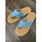 infradito blu con cinturino sfilacciato per donna – comodi sandali casual da spiaggia con suola espadrillas – perfetti per le vacanze estive