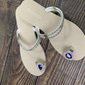 Damen-Zehentrenner mit Strasssteinen und blauem Schmucksteindetail – elegante Sandalen für Sommer, Strand und formelle Anlässe