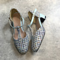 Women's 1950s Tweed T-Strap Mary Jane Heels – Vintage-Inspired Low Block Heel Shoes for Elegant Office Wear, Weddings, and Special Occasions