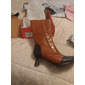 bottes vintage boutonnées au genou pour femmes bleu sarcelle et citron vert avec talons sculptés - chaussures de cosplay rétro et de mode tendance
