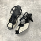 Women's 1930s Retro Peep Toe Tweed Sandals with Kitten Heels-Elegant Vintage Gatsby-Style Party and Office Shoes