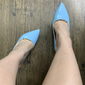 Ljusblå lackklackar för kvinnor – stilettpumps med spetsiga tår, eleganta slip-on festskor för kontor, bröllop och formella evenemang