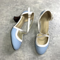 Women's Light Blue 1920s Vintage Gatsby Crisscross Strap Heels-Retro Style Faux Leather Pumps with Flared Heels for Office, Parties & Inspired Looks