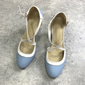 Women's Light Blue 1920s Vintage Gatsby Crisscross Strap Heels-Retro Style Faux Leather Pumps with Flared Heels for Office, Parties & Inspired Looks