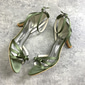 Women's 1950s Vintage Satin Green Strappy Kitten Heel Sandals with Bow Detail – Elegant Evening Shoes for Wedding Guests, Cocktail Parties, and Formal Events