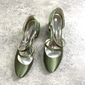 Groene satijnen Mary Jane-blokhakken voor dames uit de jaren 50 – elegante vintage schoenen met kruisbandjes voor bruiloften, feesten en formele evenementen