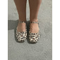 pantofi Mary Jane cu imprimeu leopard de damă - pantofi plati eleganti cu vârf pătrat, cu bretele reglabile la gleznă