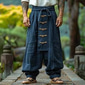 Per uomo Pantaloni di Lino Pantaloni Pantaloni Estivi Pantaloni Larghi Bottoni Coulisse Elastico in vita Semplice Comodità Traspirante Lunghezza intera All'aperto Yoga Palestra Designer Retrò Vintage