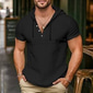 Herren Hemd leinenhemd Freizeithemd Knopfhemd Einfach Urlaub Straße Schwarz Weiß Marineblau Braun Kurzarm Mit Kapuze Sommer Bekleidung Mit Kapuze