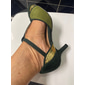 Femmes Chaussures à Talons Escarpins Sandales Mary Jane Grande Taille Quotidien Extérieur Travail Bloc de Couleur Nœud Stiletto Bout Rond Élégant ancien Mode Marche Faux daim Boucle Lanière en T Vert