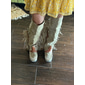 Femmes Bottes Bottes de Cowboy Chaussures en Daim Grande Taille Extérieur Quotidien Couleur Unie Cuissardes Gland Talon Compensé Talon Caché Bout Rond Élégant Bohème ancien Marche Faux daim À lacets