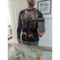 Herren Skelett Kostüm T Shirt Langarm T-Shirt 3D-Druck Rundhalsausschnitt Hemd Mode Übertrieben Straße Lässig Täglich Schwarz 1 Schwarz 3 Schwarz 2 Sommer Frühling Herbst Bekleidung S M L XL XXL XXXL