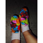 Bunte florale Canvas-Slipper für Frauen – Leichte runde Casual-Loafers künstlerische Bequemlichkeitsschuhe für Spaziergänge Reisen und den täglichen Gebrauch