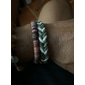 Conjunto de pulseras trenzadas con cuentas multicapa estilo bohemio para hombre, con diseños en varios materiales (madera, cuero y cuerda), estilo tribal, para playa y uso casual.