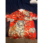 Hombre Tigre Abotonar la camisa Camisas estampadas Manga Corta Subcultural Fiesta Calle Festivos Verano Cuello Vuelto Bolsillo Estampado Abotonar Azul Piscina Naranja Verde Trébol