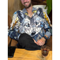 Homme Loup Chemise boutonnée manche longue Artistique du quotidien Automne Hiver Printemps été Col de Chemise Impression 3D Bleu