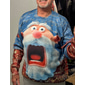 Ful jultröja Herr Tecknat jultomten Mönster Pullover tröja Stickat Rund halsringning Ledigt Semester Dagligen Stickat Håller värmen Långärmad Vår Höst Vinter Sjöblå Rubinrött Blå